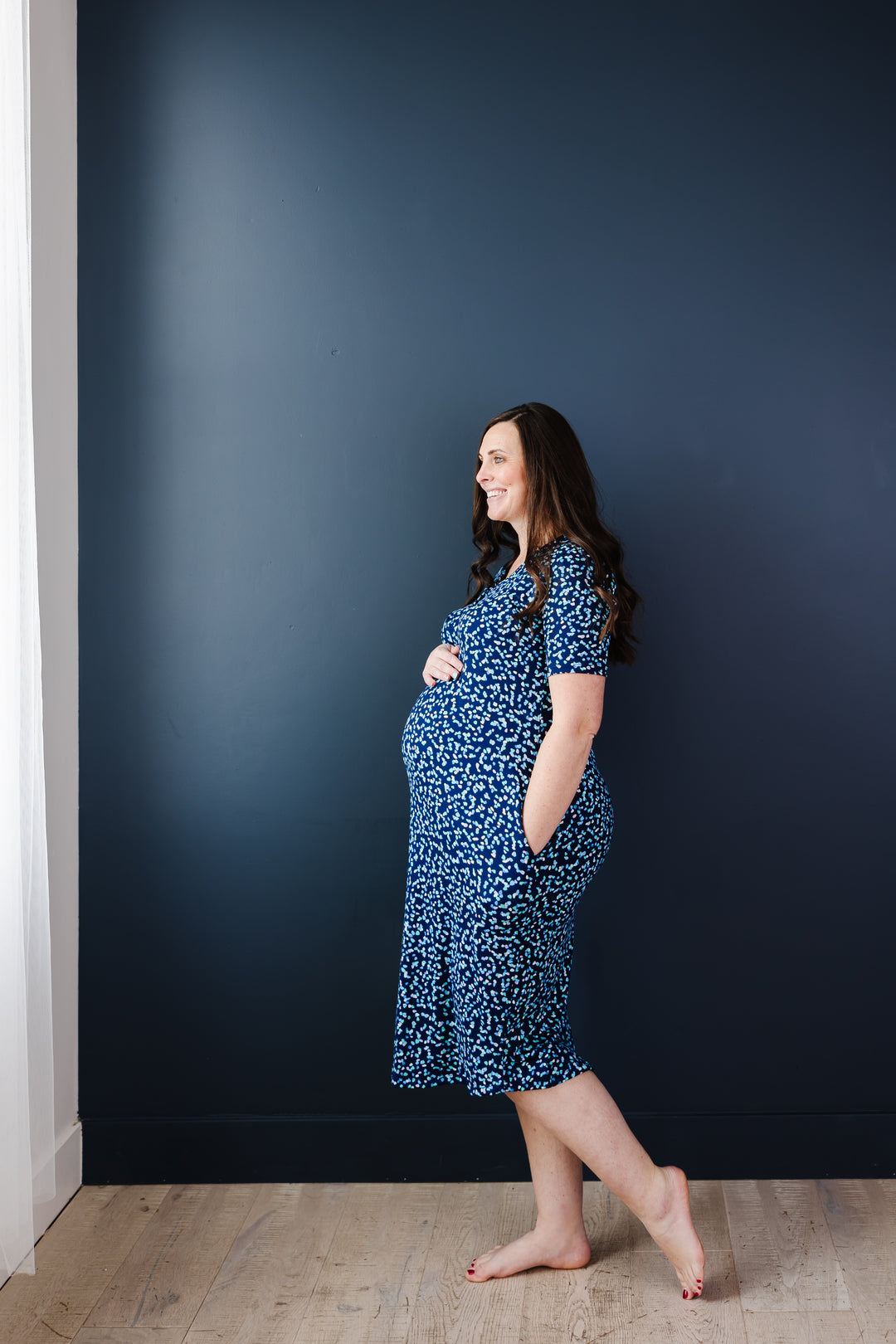 blue sleep dress Clea Bamboo Long Sleeve Sleep Shirt