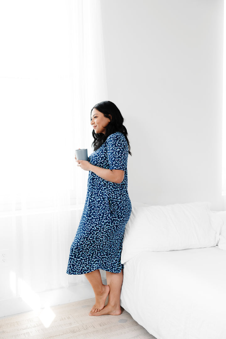 blue sleep dress Midnight Blue Satin Love Dress